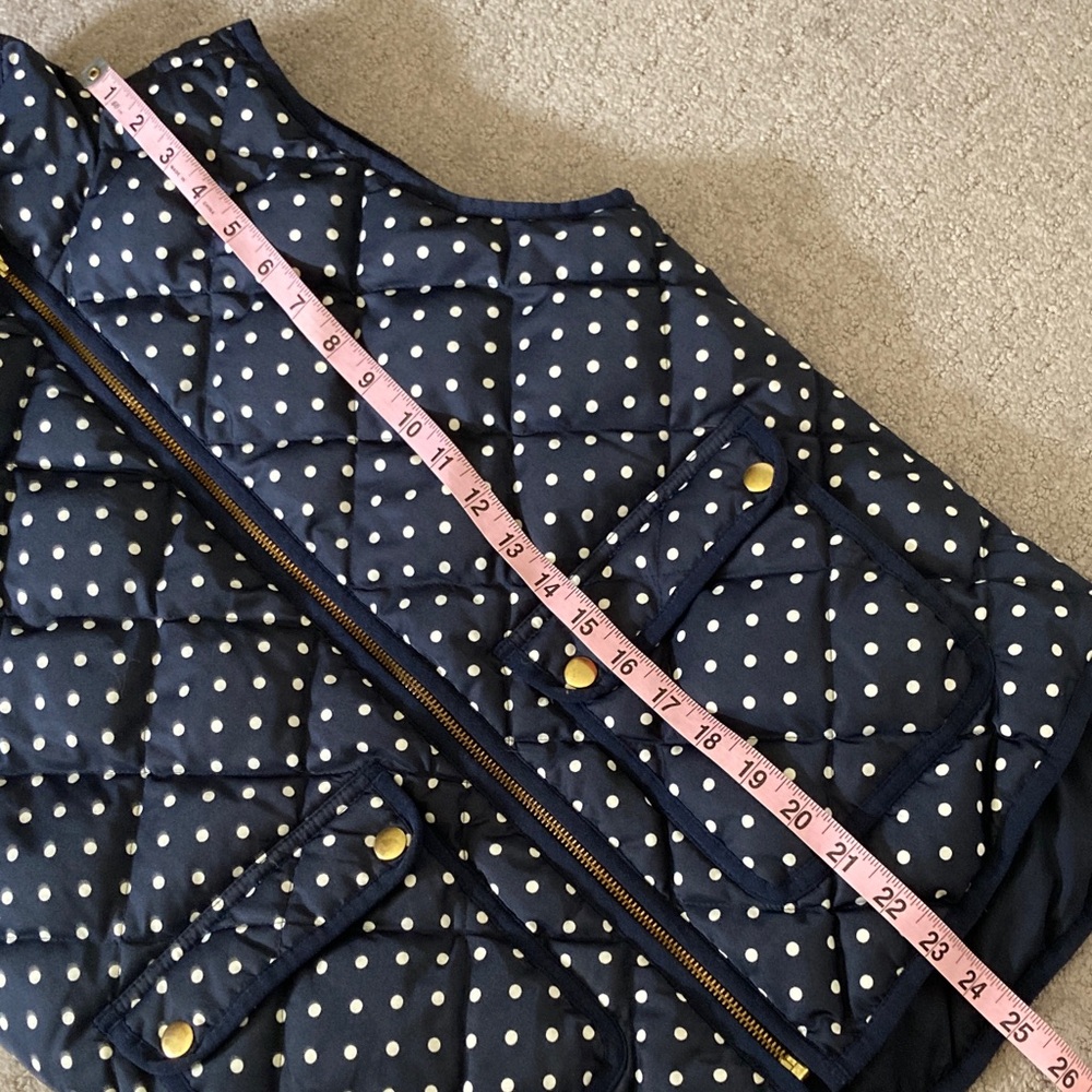 J. CREW navy polka-dot puffer vest, Sz Small. - Picture 6 of 6